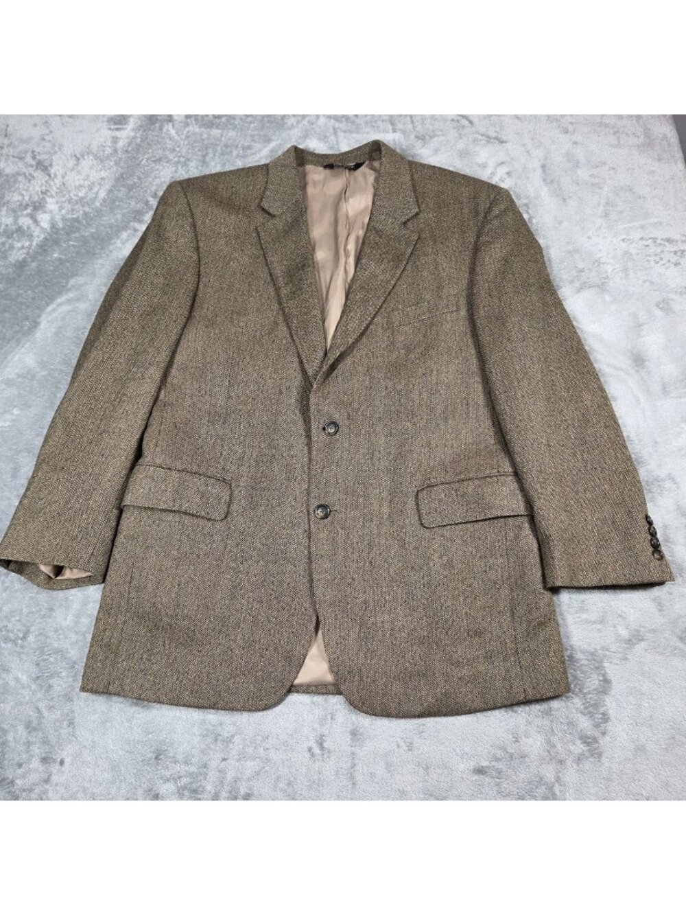 Jos A Bank Sport Coat 43R Brown Tweed Wool Jacket Blazer Office Preppy Academia